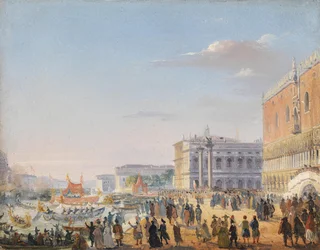 La llegada del emperador Francisco José y la emperatriz Isabel de Austria a Venecia en 1856
